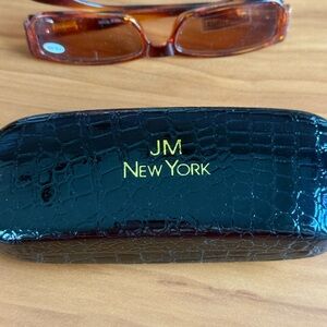 JM New York Reading Sunglasses with Black Croc-Embossed Eyeglass Case